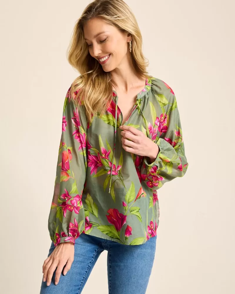 Women Tommy Bahama Agua Amara Lavish Blooms Peasant Top