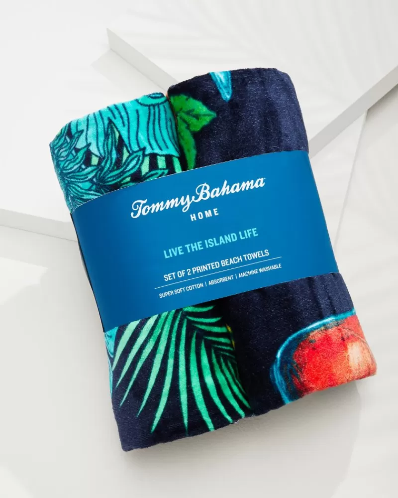 Teli mare coordinati Tommy Bahama - Stampa tropicale All Nighter e Baja Toucan, confezione doppia
