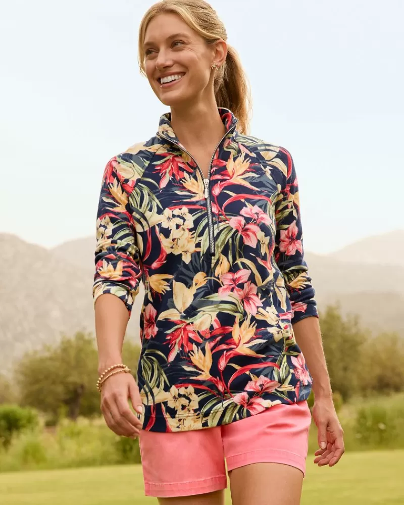 Women Tommy Bahama Aruba Flora Amora Half-Zip Sweatshirt