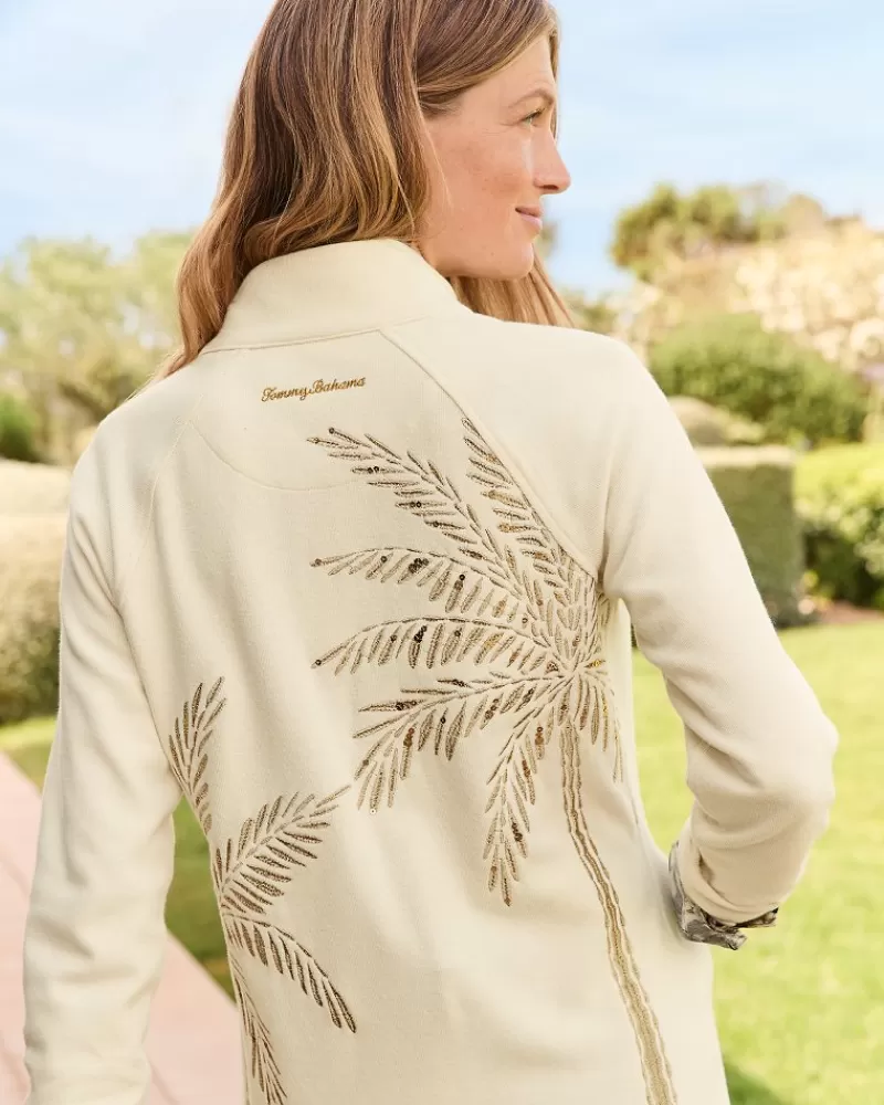 Women Tommy Bahama Aruba Portico Palma Embroidered Full-Zip Sweatshirt