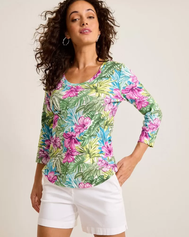 Women Tommy Bahama Ashby Isles Jungle Jewels 3/4-Sleeve T-Shirt