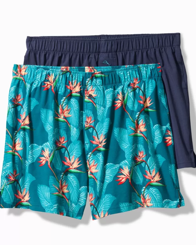 Tommy Bahama Big & Tall Tropical Print & Solid Knit Boxers—2-Pack