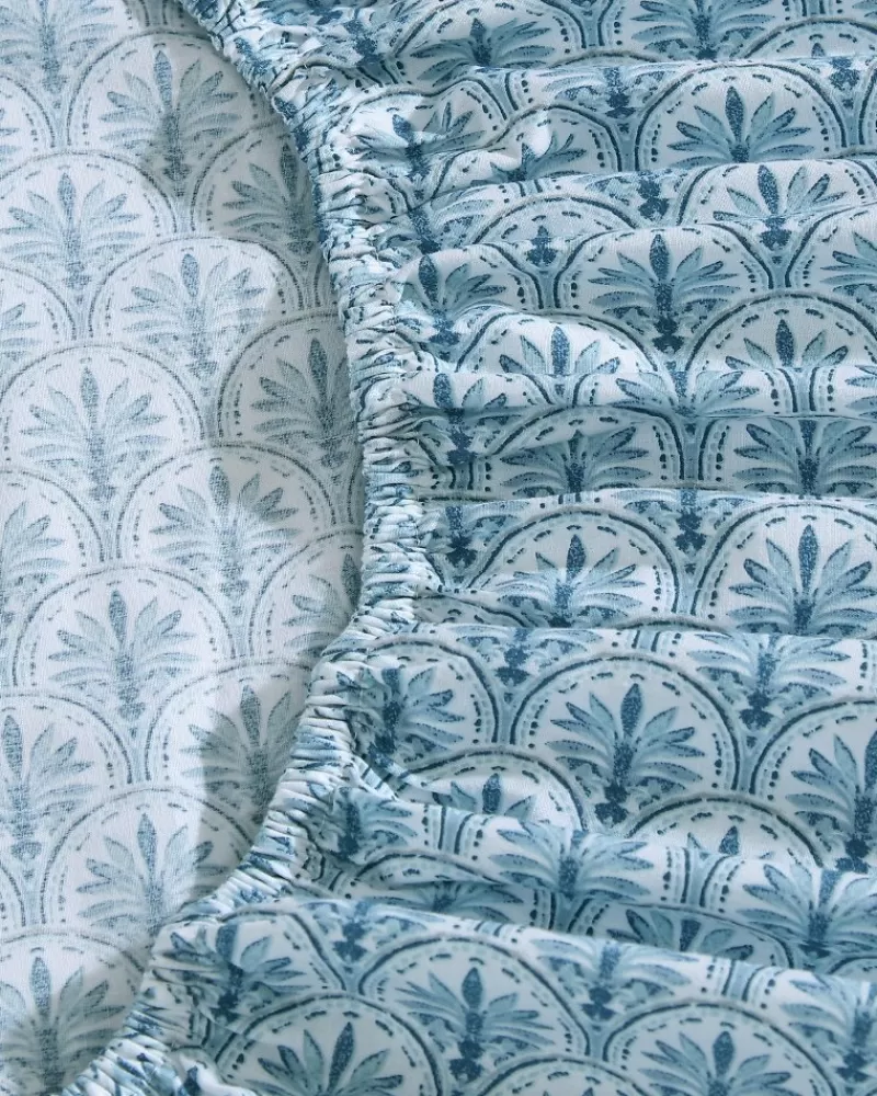Tommy Bahama - Completo Lenzuola Batik Marino King Size, 4 Pezzi con Motivo Onde Artigianali per Camera da Letto
