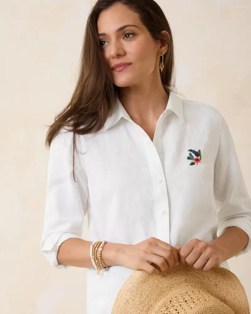 Women Tommy Bahama Coastalina Coastal Palms Linen Shirt