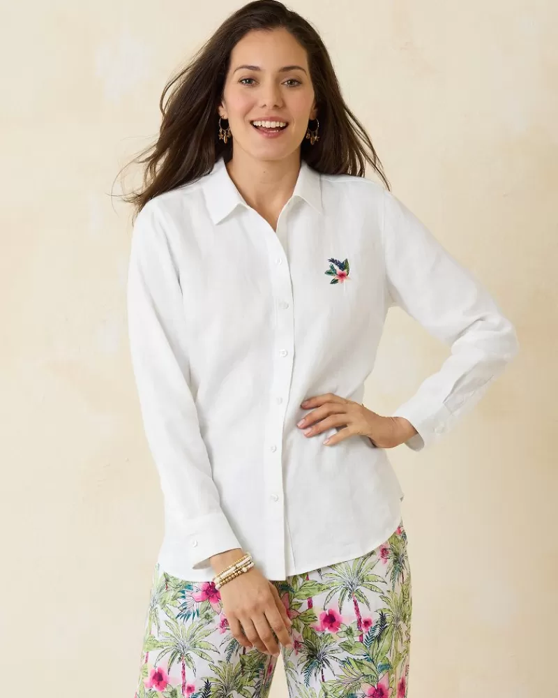 Women Tommy Bahama Coastalina Coastal Palms Linen Shirt