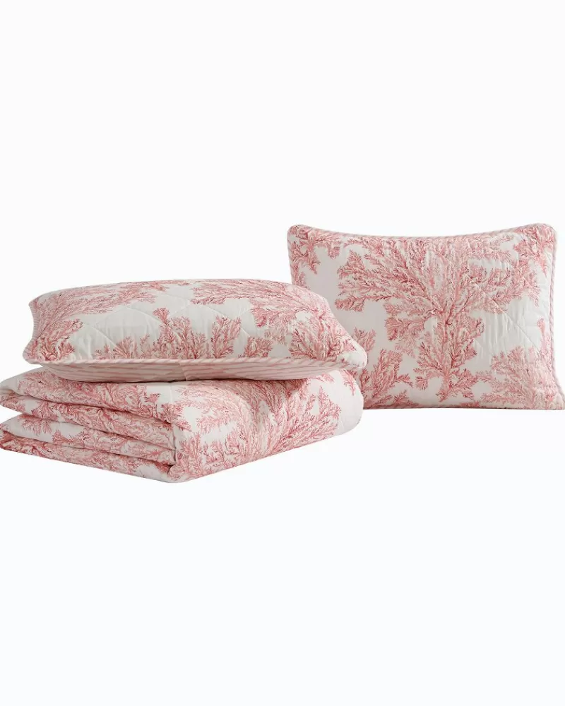 Tommy Bahama Coral Garden: Copriletto Reversibile Doppio con Stampa Tropicale, Set 2 Pezzi per Letto Singolo - Design Fresco e Confortevole