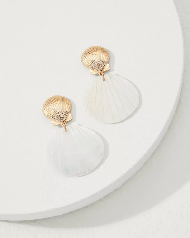 Women Tommy Bahama Coral Isles Mother of Pearl & Shell Statement Drop Earrings