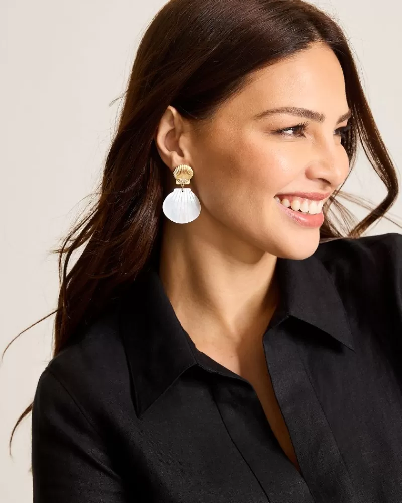 Women Tommy Bahama Coral Isles Mother of Pearl & Shell Statement Drop Earrings