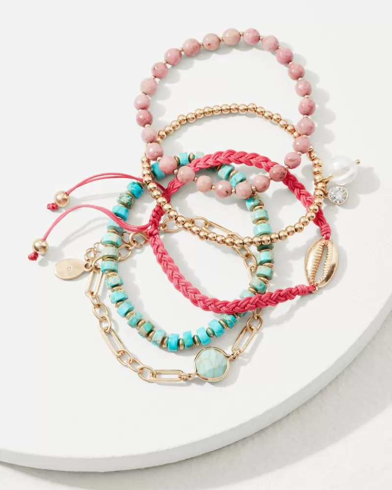 Women Tommy Bahama Coral Isles Semi-Precious Stone & Pearl Bracelet Set