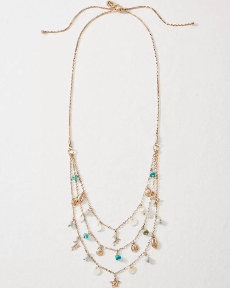 Women Tommy Bahama Coral Isles Semi-Precious Stone & Pearl Layered Necklace