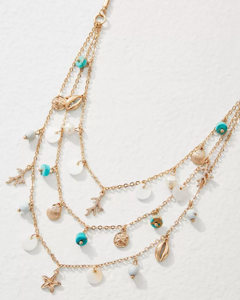 Collana sfaccettata Tommy Bahama Coral Isles con pietre naturali e perle oceaniche, gioiello artigianale per look estivi femminili