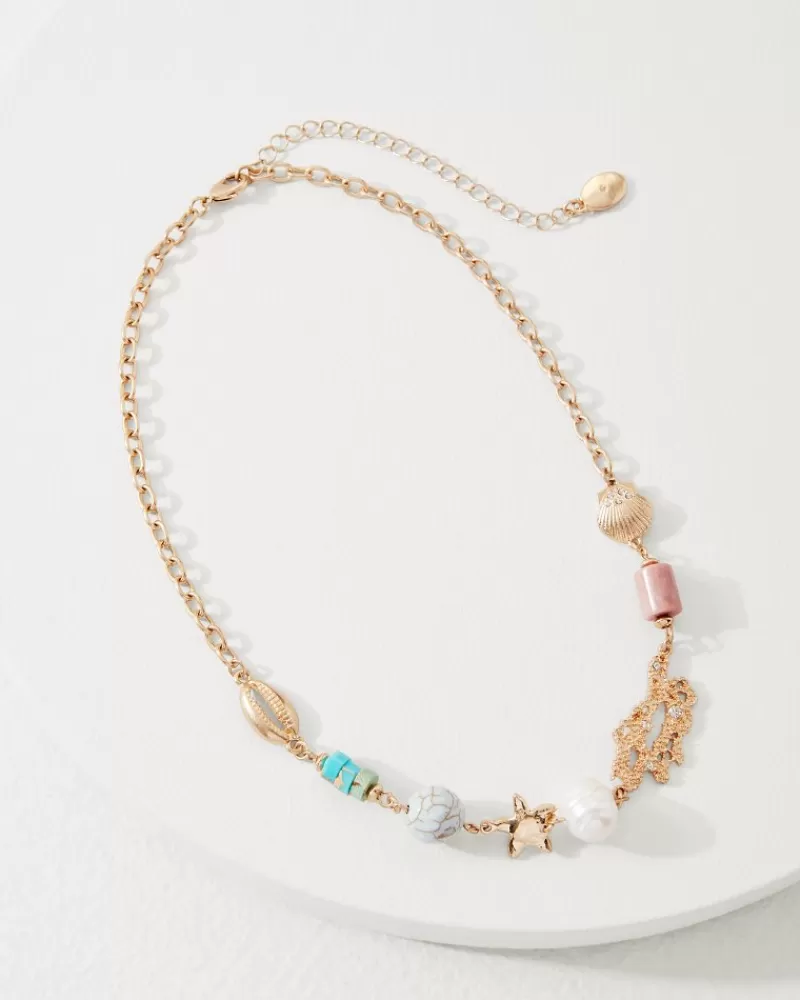 Women Tommy Bahama Coral Isles Semi-Precious Stone & Pearl Station Necklace