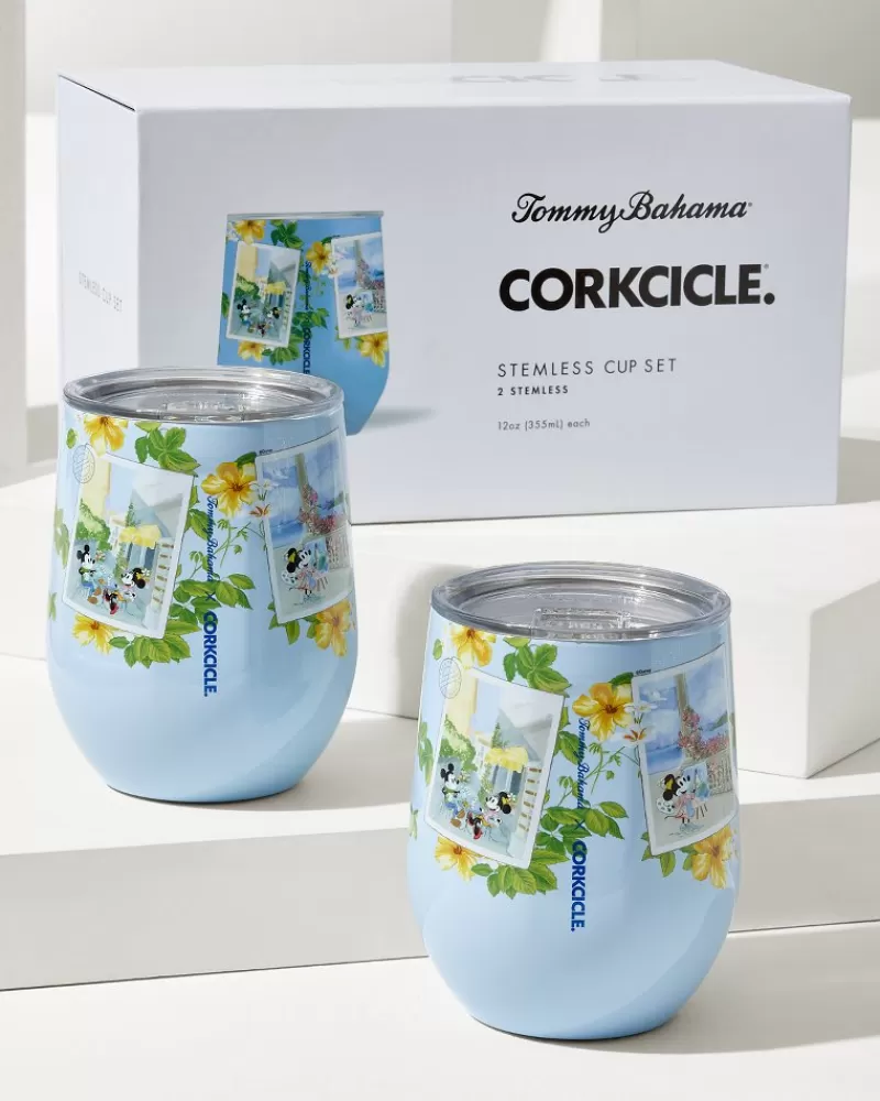 Disney & Tommy Bahama - Coppia di bicchieri da vino eleganti senza stelo, design esclusivo Corkcicle da 12 once con doppia parete isolante, perfetti per cocktail e drink freschi.