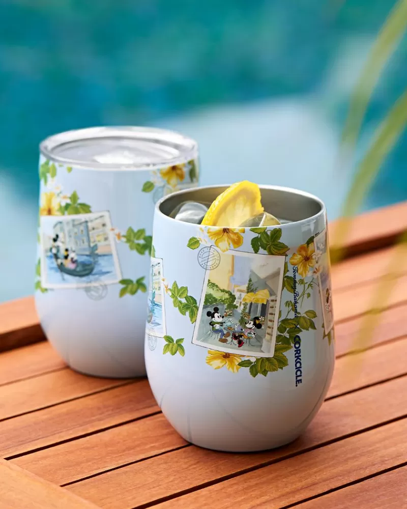 Disney & Tommy Bahama - Coppia di bicchieri da vino eleganti senza stelo, design esclusivo Corkcicle da 12 once con doppia parete isolante, perfetti per cocktail e drink freschi.