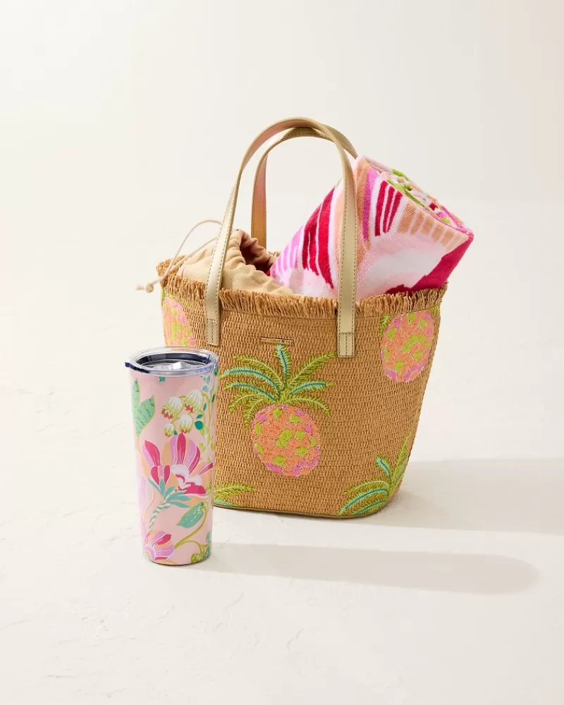 Tommy Bahama Bicchiere Portatile 22oz con Stampa Tropicale Fenicottero e Ananas - Design Elegante per Bevande Fredde e Calde