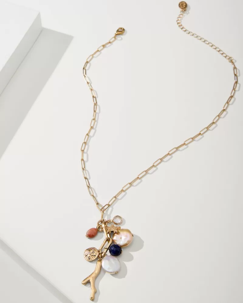 Women Tommy Bahama Indigo Bay Semiprecious Stone & Pearl Charm Necklace