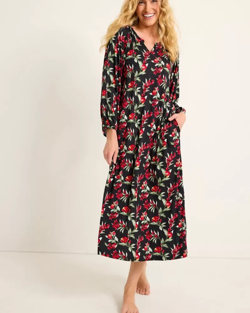 Women Tommy Bahama Jersey Long-Sleeve Maxi Sleep Dress