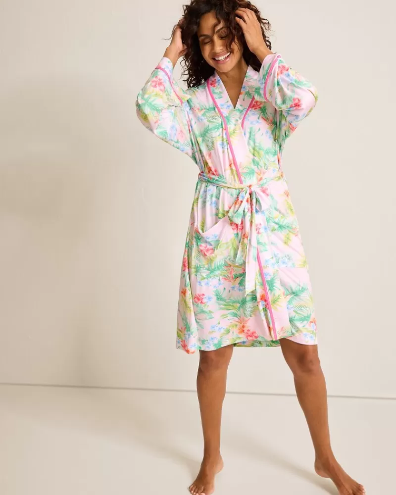 Women Tommy Bahama Jersey Long-Sleeve Short Robe