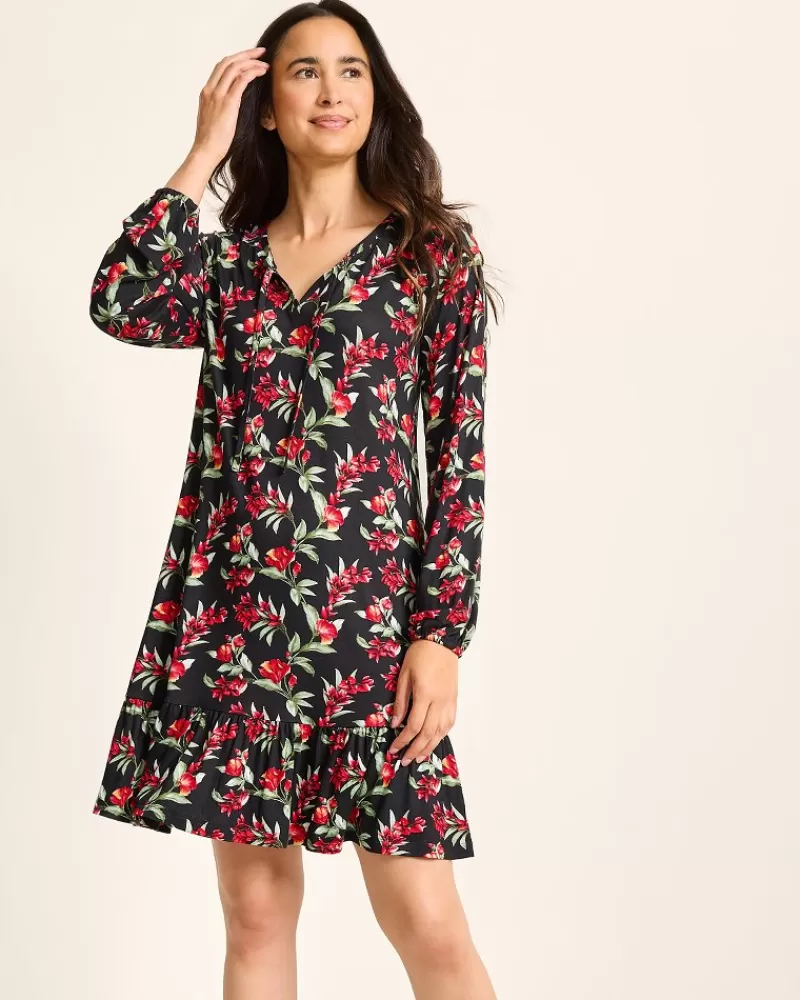 Women Tommy Bahama Jersey Long-Sleeve Short Sleep Dress