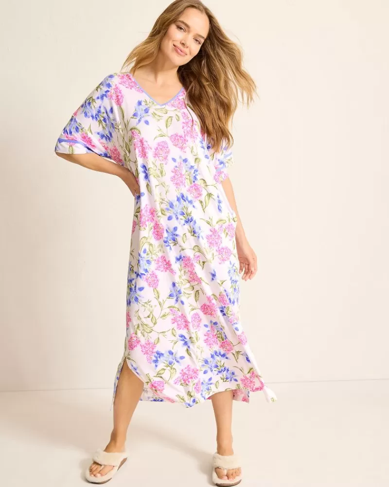 Women Tommy Bahama Jersey Short-Sleeve Maxi Sleep Caftan