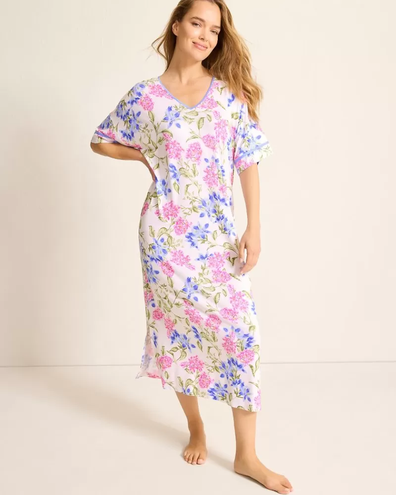 Women Tommy Bahama Jersey Short-Sleeve Maxi Sleep Caftan