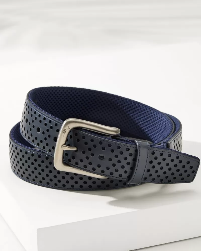 Tommy Bahama Leather Mesh Cushion Performance Belt