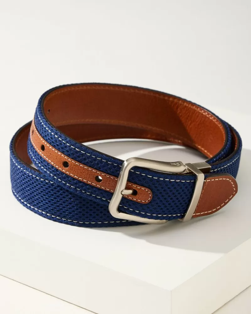 Tommy Bahama Leather Mesh Reversible Performance Belt