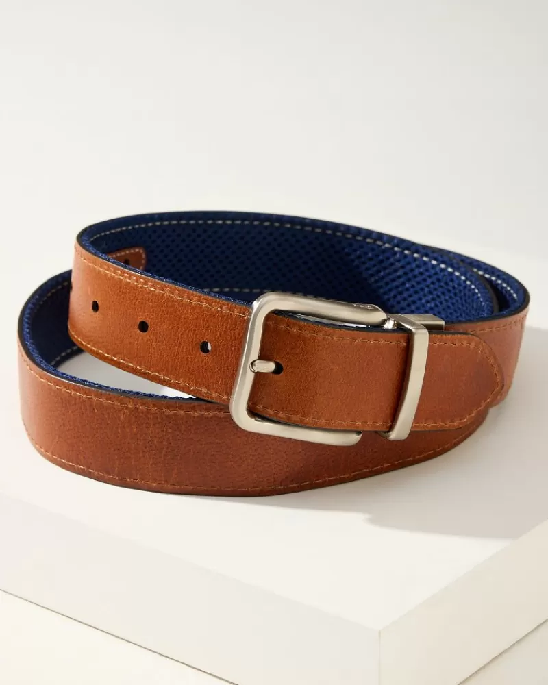 Tommy Bahama Leather Mesh Reversible Performance Belt