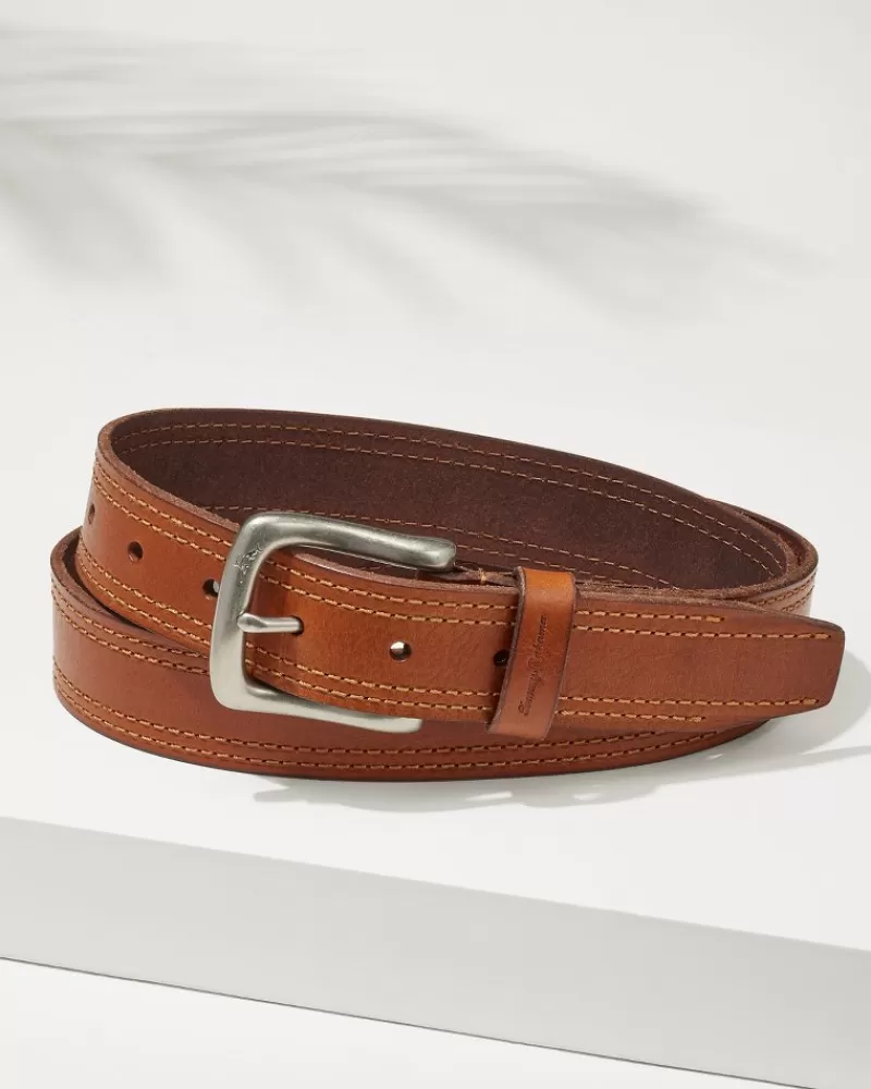 Tommy Bahama Leather Top-Stitch Belt