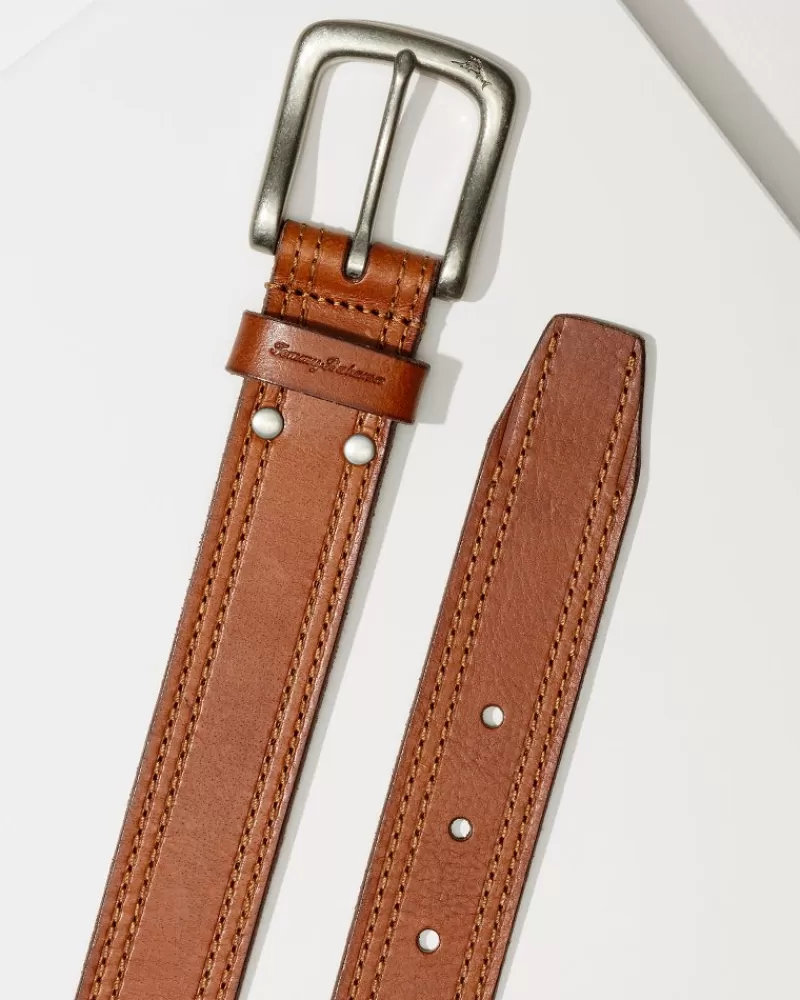 Tommy Bahama Leather Top-Stitch Belt