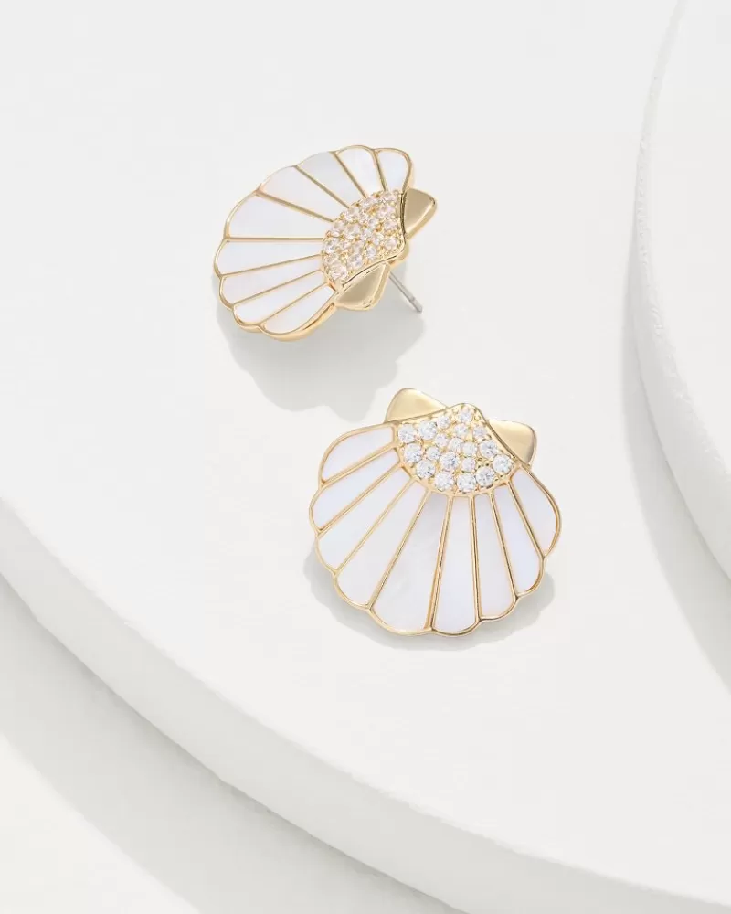Women Tommy Bahama Moments in Paradise Mother of Pearl and Shell Statement Earrings