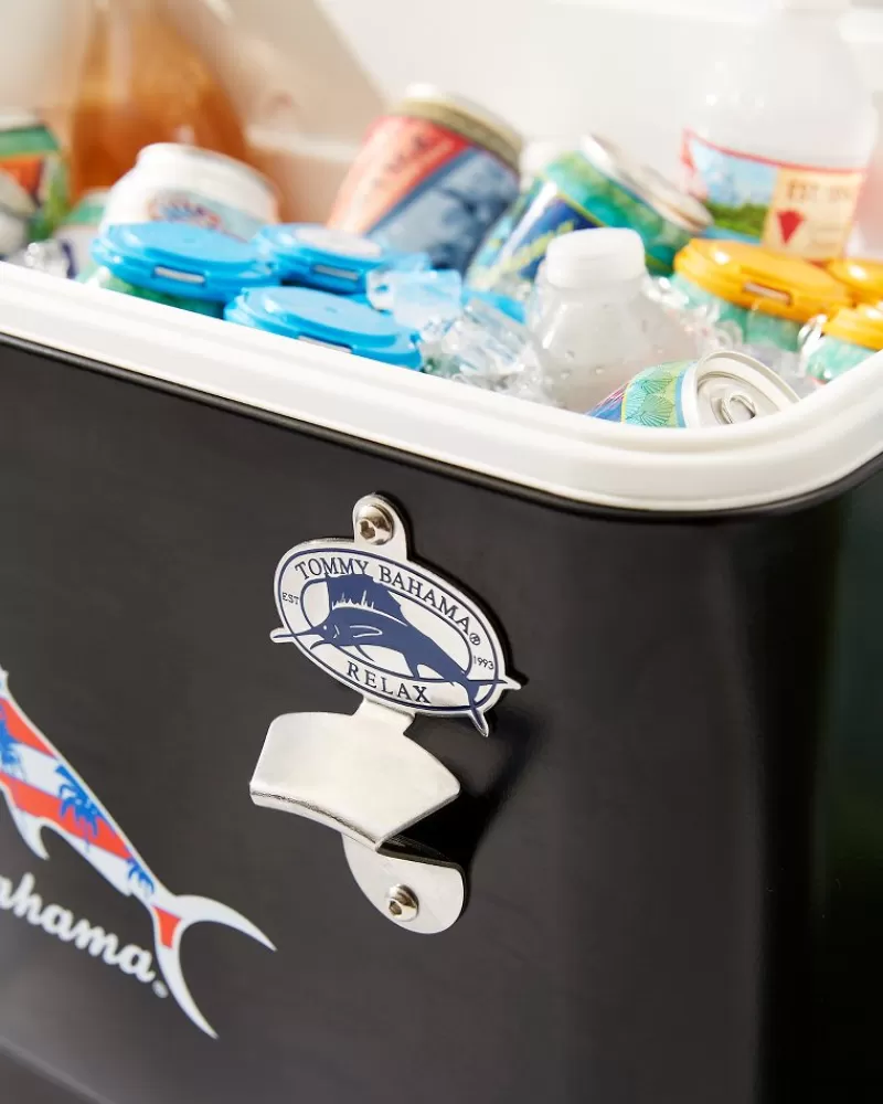 Frigo Portatile Tommy Bahama Stile Palma e Marlin - Capienza 50 Litri per Escursioni al Mare, Ispirato alla Vita all'Aria Aperta