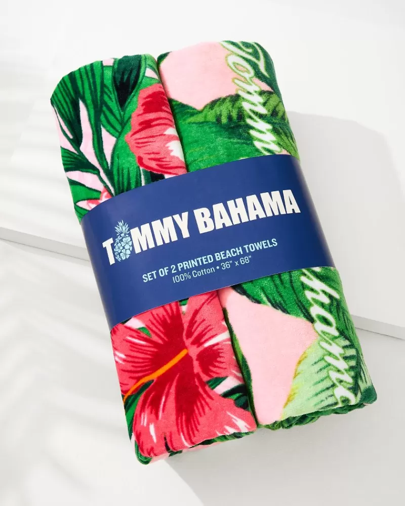 Tommy Bahama Pineapple Queen & Swaying Fronds Beach Towels — Set of 2