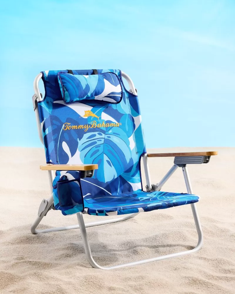 Tommy Bahama Blue Monstera Deluxe Backpack Beach Chair