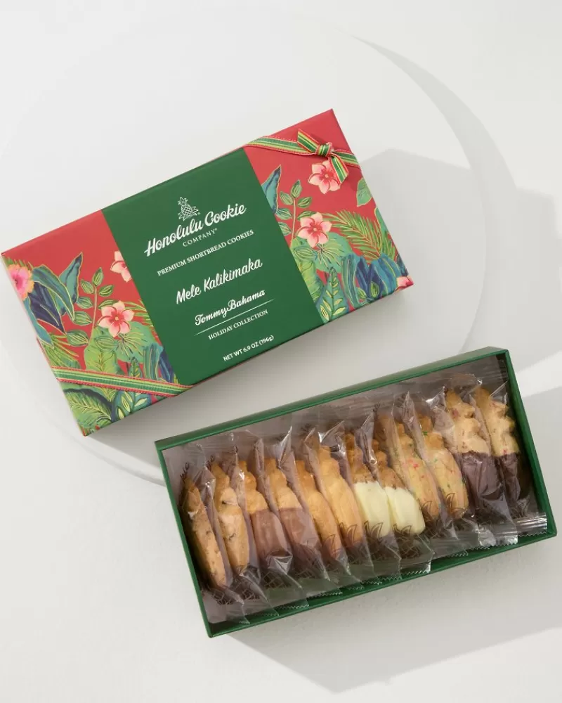 Scatola Regalo Festiva Mele Kalikimaka - Edizione Esclusiva Tommy Bahama & Honolulu Cookie Co. con Biscotti Artigianali per un Buon Natale Elegante