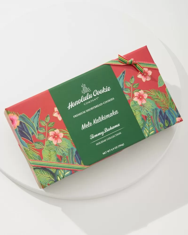 Scatola Regalo Festiva Mele Kalikimaka - Edizione Esclusiva Tommy Bahama & Honolulu Cookie Co. con Biscotti Artigianali per un Buon Natale Elegante